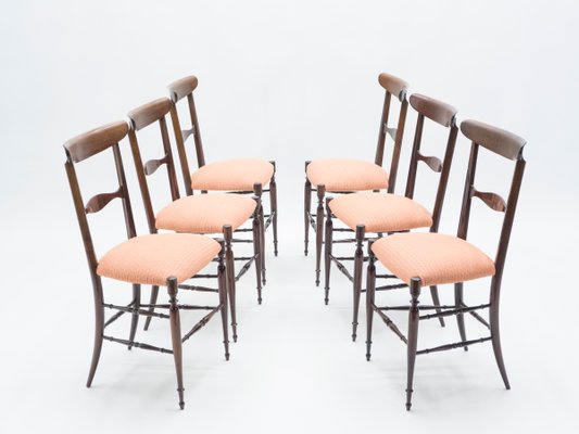 Walnut Dining Chairs by Fratelli Levaggi for Campanino Chiavari, 1950s, Set of 6-YJA-619839