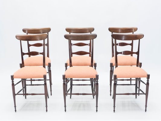 Walnut Dining Chairs by Fratelli Levaggi for Campanino Chiavari, 1950s, Set of 6-YJA-619839