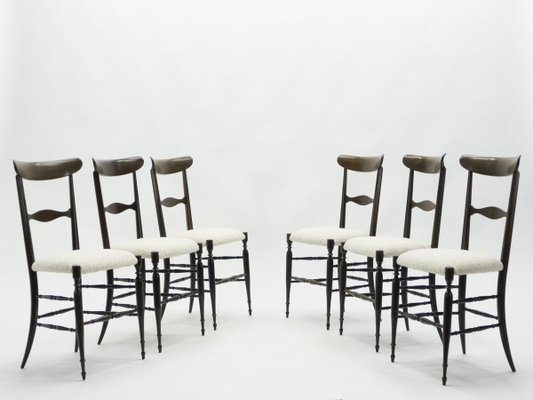 Walnut Dining Chairs by Fratelli Levaggi & Giuseppe Gaetano Descalzi for Campanino Chiavari, 1950s, Set of 6-YJA-696116