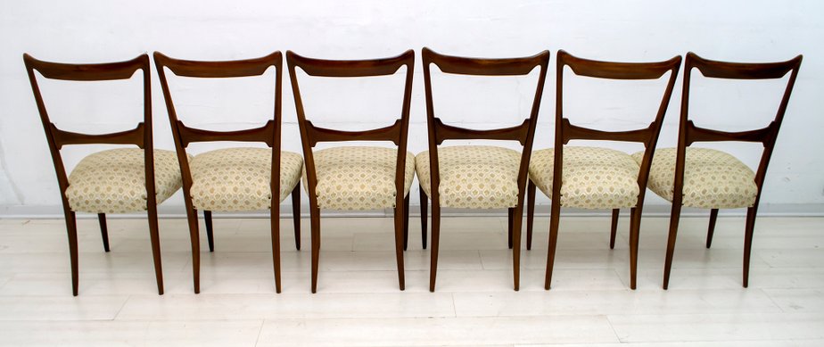 Walnut Dining Chairs by Guglielmo Ulrich, 1950s, Italy, Set of 6-FER-833601