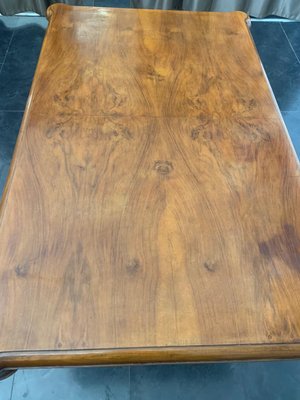 Walnut Dining Table with Walnut Feather Steel Base, 1940s-IJR-877400