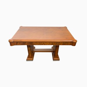 Walnut Dining Table with Walnut Feather Steel Base, 1940s-IJR-877400