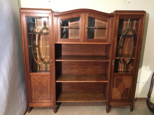 Walnut Inlaid Bookcase, 1900s-WQQ-1017407