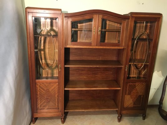 Walnut Inlaid Bookcase, 1900s-WQQ-1017407