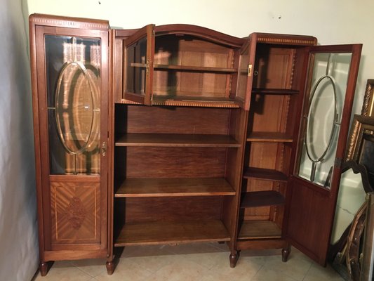 Walnut Inlaid Bookcase, 1900s-WQQ-1017407