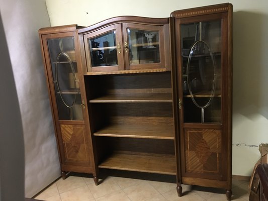 Walnut Inlaid Bookcase, 1900s-WQQ-1017407