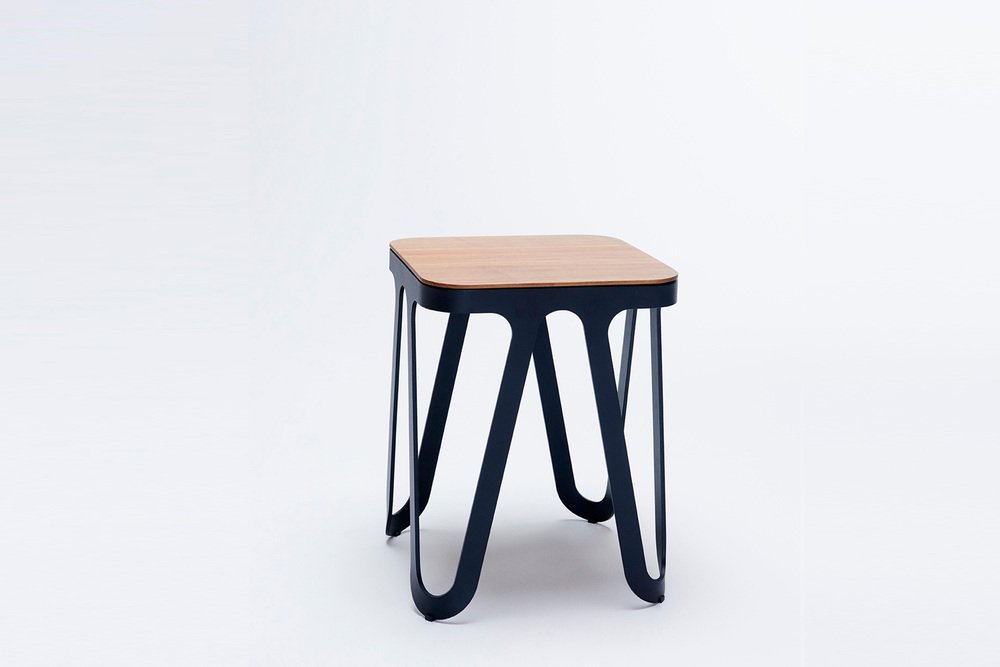 Walnut Loop Stool by Sebastian Scherer