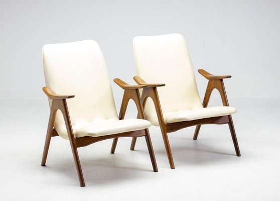 Walnut Lounge Chairs by Louis Van Teeffelen, Set of 2-WN-1342626