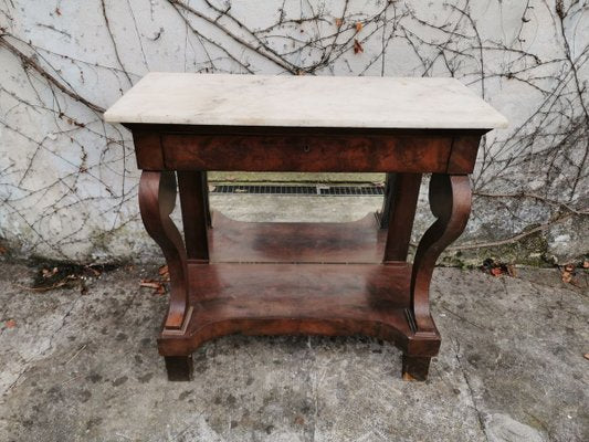 Walnut & Marble Console Table, 1800s-KNM-840610