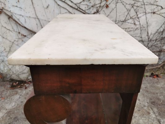 Walnut & Marble Console Table, 1800s-KNM-840610