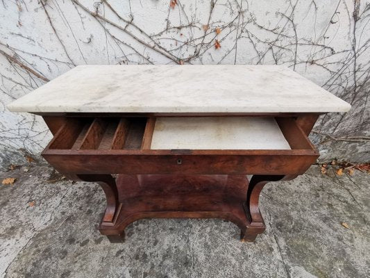 Walnut & Marble Console Table, 1800s-KNM-840610