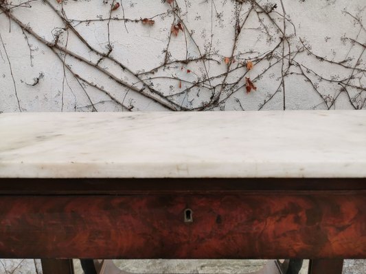 Walnut & Marble Console Table, 1800s-KNM-840610