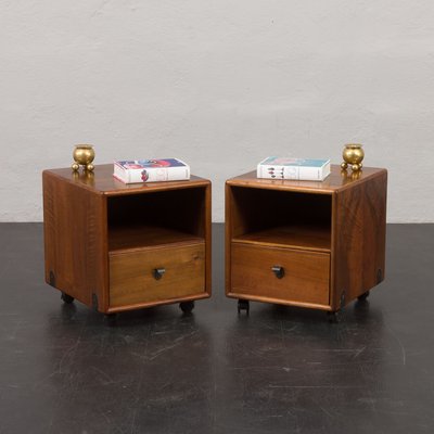 Walnut Nightstands by Fabio Lenci for Bernini, Italy, 1970s, Set of 2-UE-1899929