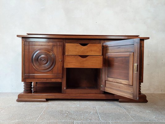 Walnut Sideboard with a Polished Finish attributed to Charles Dudouyt, 1940s-TDA-1376309