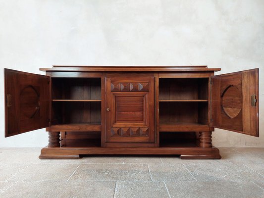 Walnut Sideboard with a Polished Finish attributed to Charles Dudouyt, 1940s-TDA-1376309