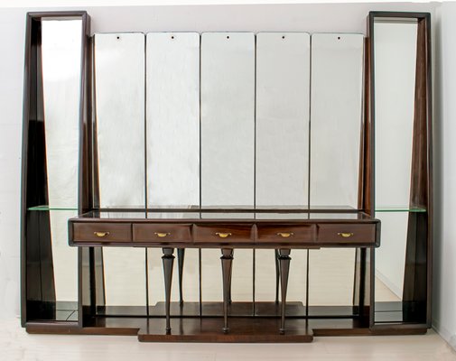 Walnut Sideboard with Mirrors by Guglielmo Ulrich for Ar.Ca, 1940s-FER-585875