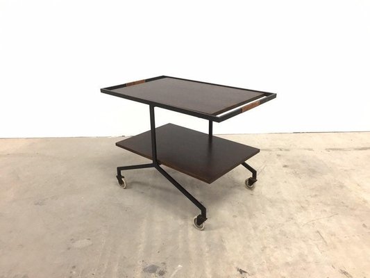 Walnut Steel Serving Trolley with Magazine Holder, 1970s-WSA-831233