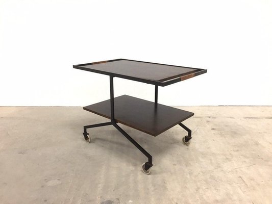 Walnut Steel Serving Trolley with Magazine Holder, 1970s-WSA-831233