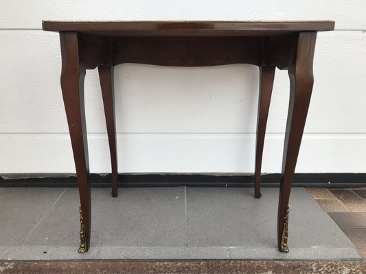 Walnut Table with Brass Applications, 1970s-WQQ-1716435