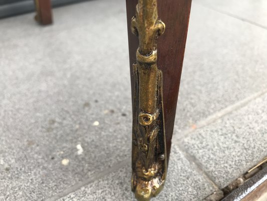 Walnut Table with Brass Applications, 1970s-WQQ-1716435