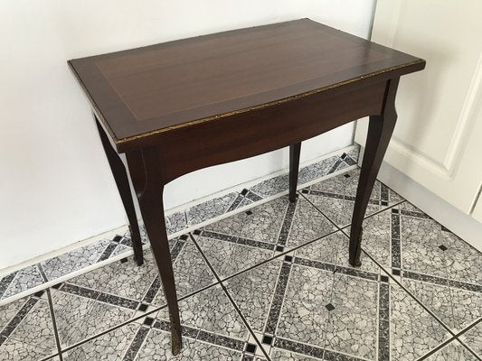 Walnut Table with Brass Applications, 1970s-WQQ-1716435