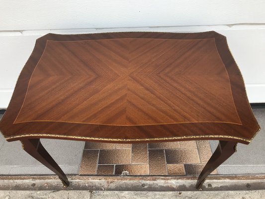 Walnut Table with Brass Appliqués, 1970s, 1960s-WQQ-1716420