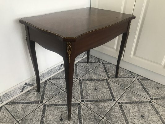 Walnut Table with Brass Appliqués, 1970s, 1960s-WQQ-1716420