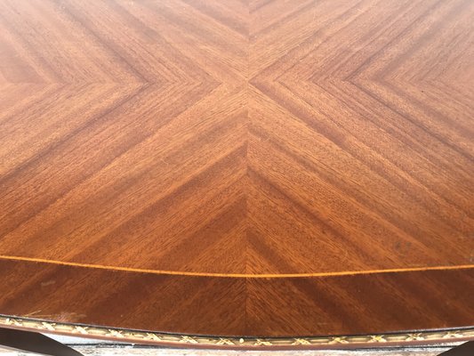 Walnut Table with Brass Appliqués, 1970s, 1960s-WQQ-1716420