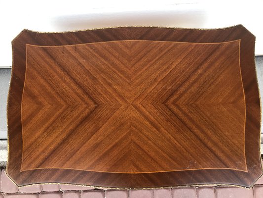 Walnut Table with Brass Appliqués, 1970s, 1960s-WQQ-1716420