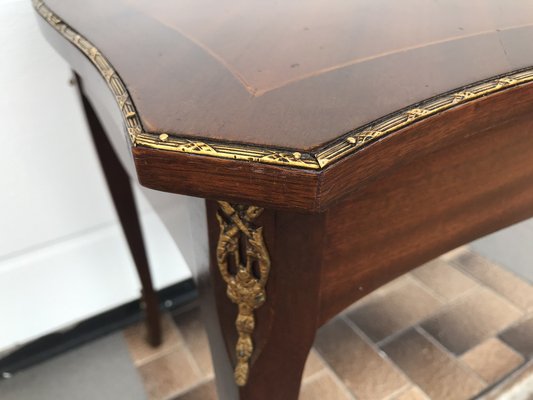 Walnut Table with Brass Appliqués, 1970s, 1960s-WQQ-1716420