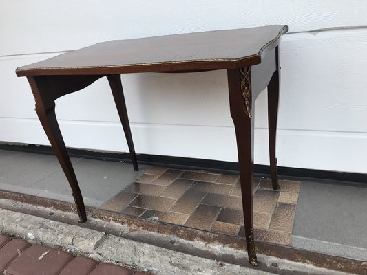 Walnut Table with Brass Appliqués, 1970s, 1960s-WQQ-1716420