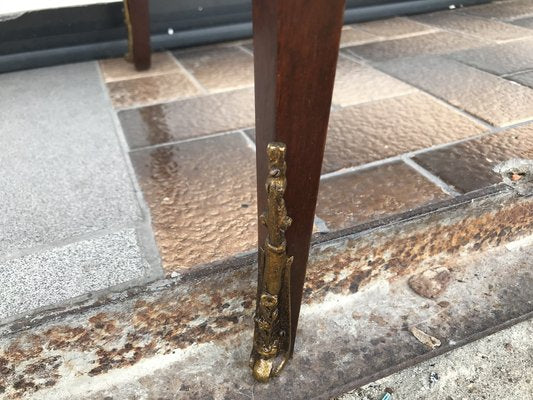 Walnut Table with Brass Appliqués, 1970s, 1960s-WQQ-1716420