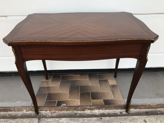 Walnut Table with Brass Appliqués, 1970s, 1960s-WQQ-1716420