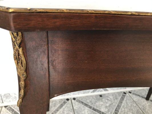 Walnut Table with Brass Appliqués, 1970s, 1960s-WQQ-1716420