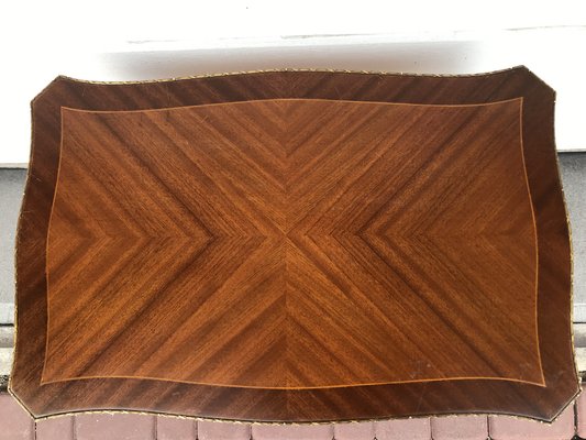 Walnut Table with Brass Appliqués, 1970s, 1960s-WQQ-1716420