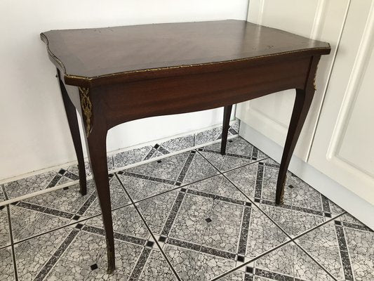 Walnut Table with Brass Appliqués, 1970s, 1960s-WQQ-1716420