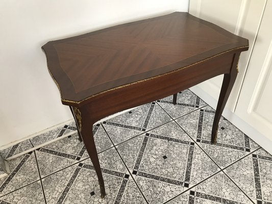 Walnut Table with Brass Appliqués, 1970s, 1960s-WQQ-1716420