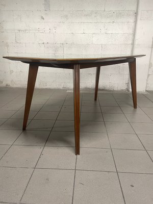 Walnut Table with Glass Top, 1960s-JHL-1811704