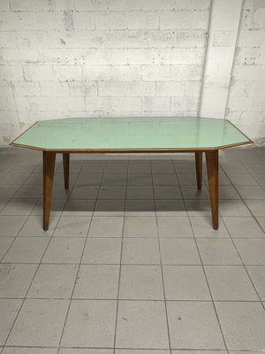 Walnut Table with Glass Top, 1960s-JHL-1811704