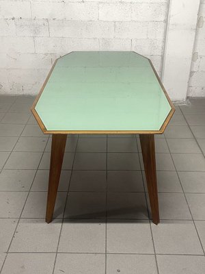 Walnut Table with Glass Top, 1960s-JHL-1811704