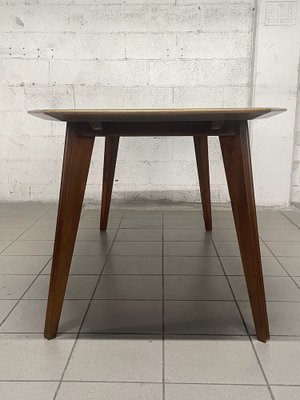 Walnut Table with Glass Top, 1960s-JHL-1811704