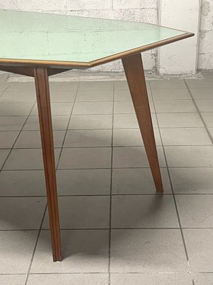 Walnut Table with Glass Top, 1960s-JHL-1811704