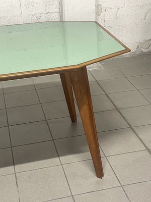 Walnut Table with Glass Top, 1960s-JHL-1811704