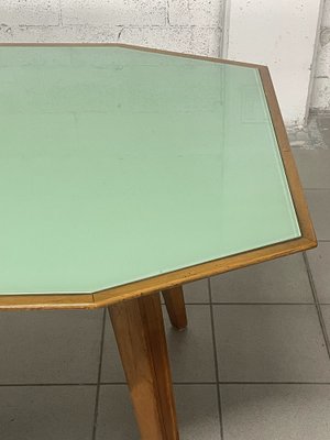 Walnut Table with Glass Top, 1960s-JHL-1811704