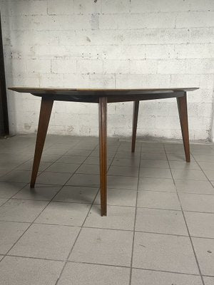 Walnut Table with Glass Top, 1960s-JHL-1811704