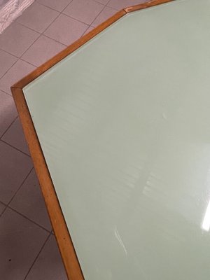 Walnut Table with Glass Top, 1960s-JHL-1811704