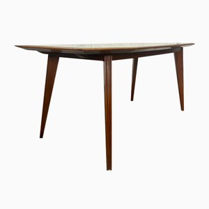 Walnut Table with Glass Top, 1960s-JHL-1811704