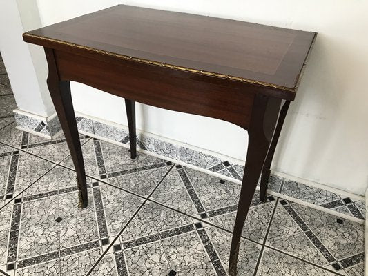 Walnut Tables with Brass Applications, 1970s, Set of 2-WQQ-1716426