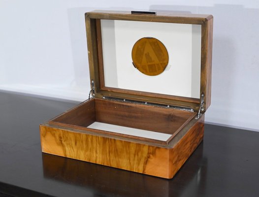 Walnut Veneer Cigar Box from Lemaire, Paris, 1920s-RVK-1701944