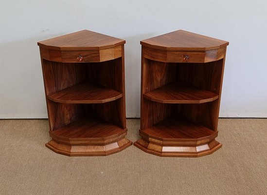 Walnut Veneer Corner Cabinets, 1940, Set of 2-RVK-1286407